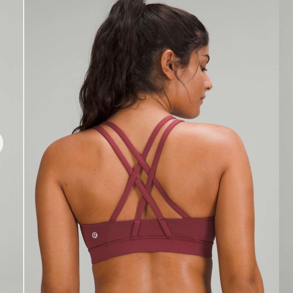 NWOT Lululemon Energy Bra Medium Support Mulled Wine size 6